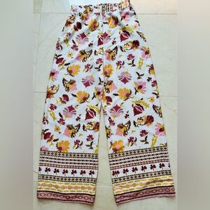 GLG Boho Floral Wide Leg Pants S Fairy Cottage Festival Beach Elastic Waist